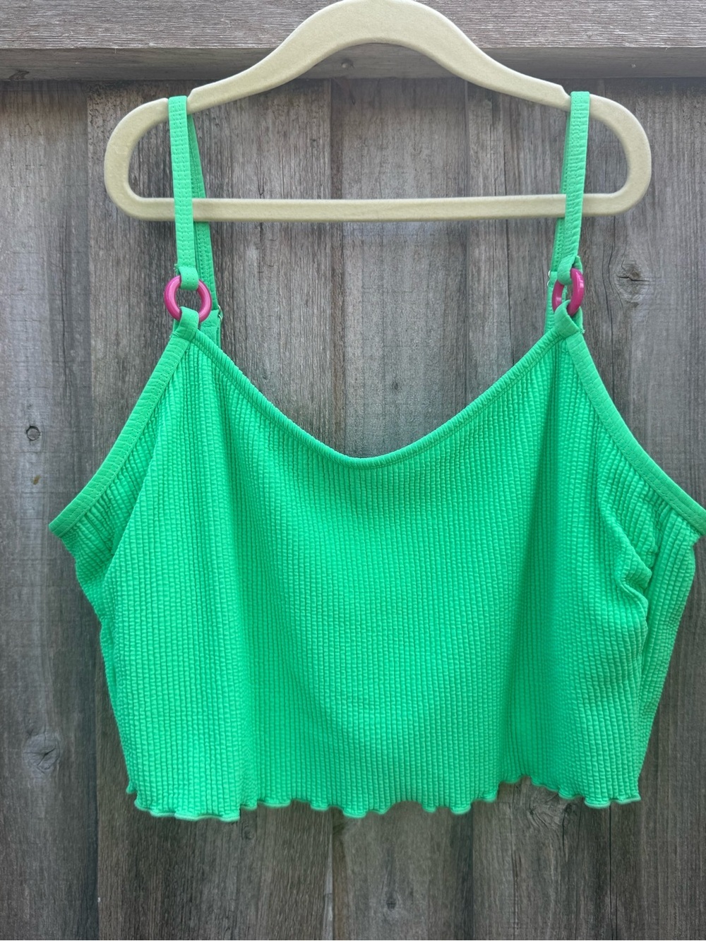 Salt + Cove Green Textured Longline O Ring Bikini Top L